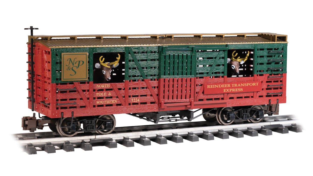 Bachmann 98709 G Gauge 40' Animated Stock Car with Reindeer North Pole & Southern 1224