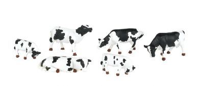 Bachmann SceneScapes 33153 O Scale Black & White Cows Figures (6 Pack)