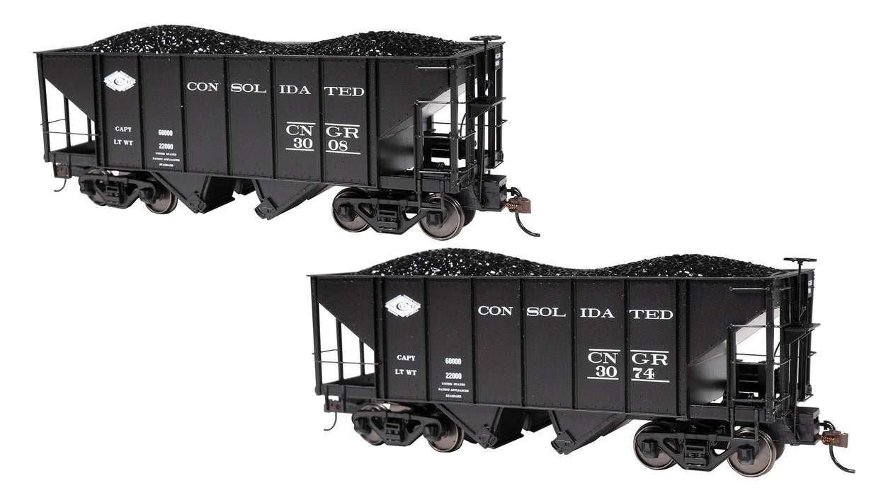 Bachmann Spectrum 27903 On30 Scale 2 Bay Steel Hopper Painted Consolidated Narrow Gauge 3008 & 3074 (2 Pack)