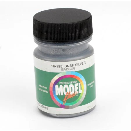 Badger 16-195 MODELFlex Acrylic Paint 1oz Burlington Northern & Santa Fe Silver