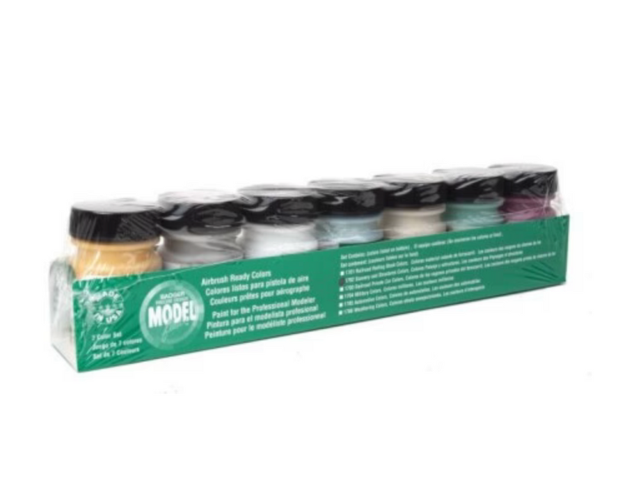 Badger 1702 MODELFlex Acrylic Paint Set Weathering & Railroad Off-Line Set of 7