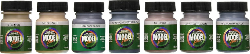 Badger 1706 MODELFlex Weathering Color Acrylic Paint Set of 7