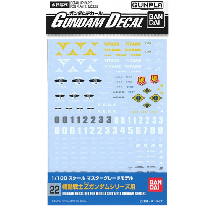 Bandai 1134149 GD-22 MG 1/100 Mobile Suit Zeta Gundam Waterslide Decal Sheet