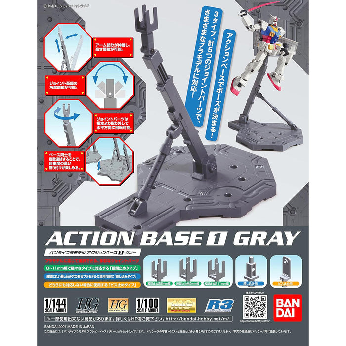 Bandai 2001477 Grey Action Base 1 Display Stand for 1/100 and 1/144 Gundam Models