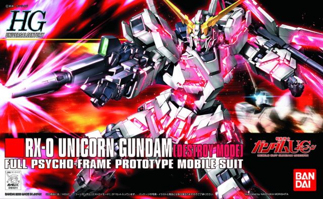 Bandai 2077705 1/144 HG UC #100 RX-0 Unicorn Gundam Psycho-Frame (Destroy Mode) Mobile Suit