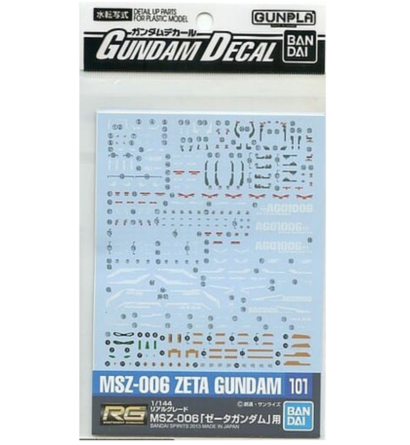 Bandai 2247100 GD-101 RG 1/144 Zeta Gundam Waterslide Decal Sheet