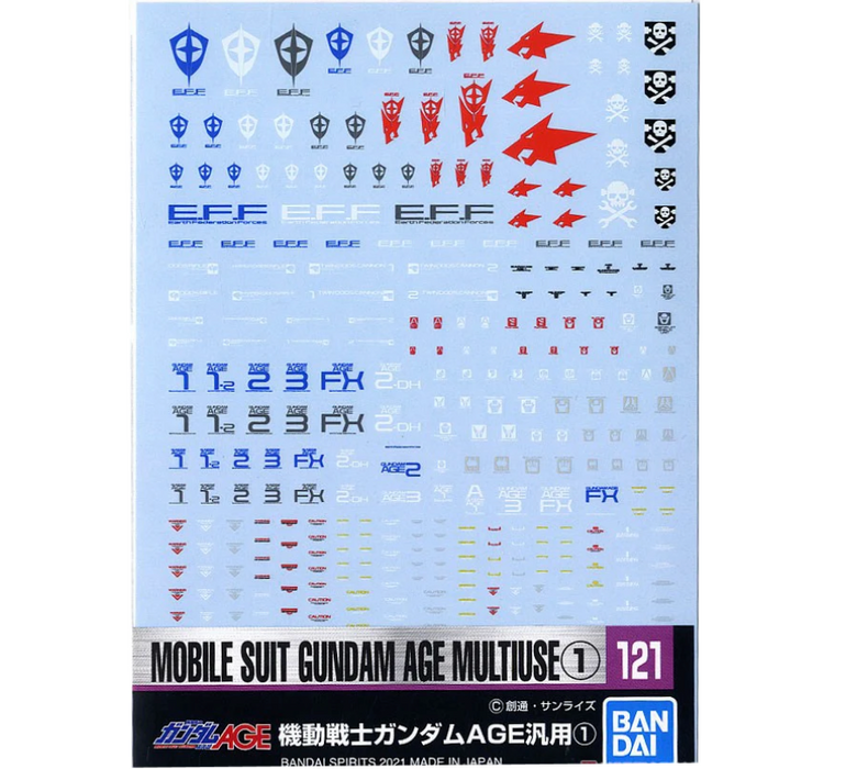 Bandai 2578990 GD-121 HG 1/144 Gundam AGE Mobile Suit Multi-Use #1 Waterslide Decal Sheet