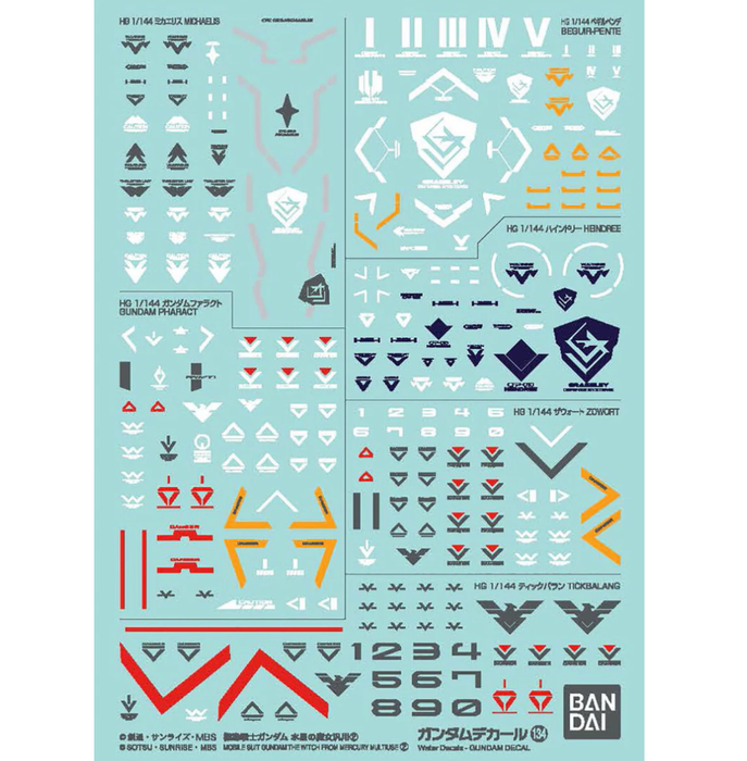 Bandai 2652659 GD-134 Mobile Suit Gundam Waterslide Decals Multiuse 2 (The Witch From Mercury)
