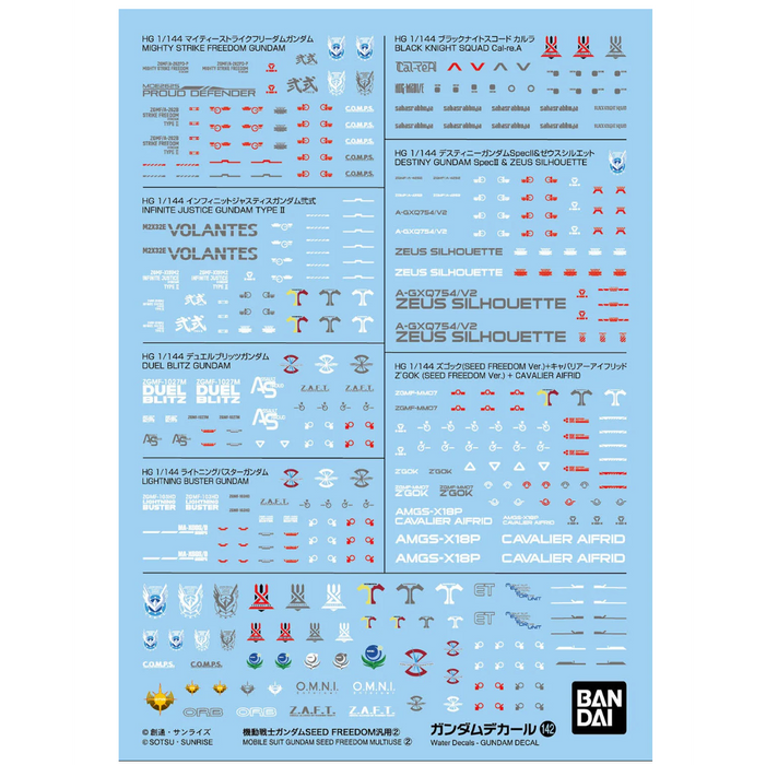 Bandai 2794139 GD-142 HG SEED Mobile Suit Gundam Waterslide Decals Multiuse 2