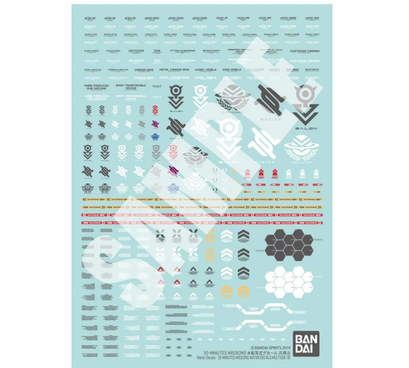 Bandai 2845061 30MM Waterslide Decal Sheet Multiuse #4 (30 Minutes Missions)