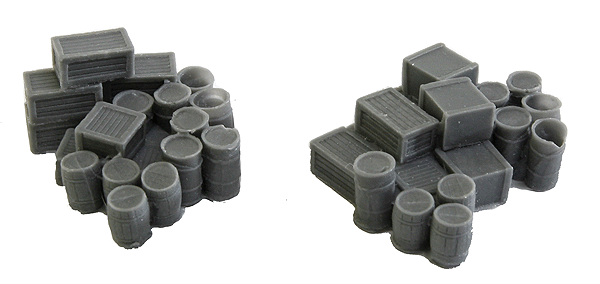 Bar Mills Scale Model Works 1001 N Scale 2 Groups of Crates & Barrels (Unpainted Resin)
