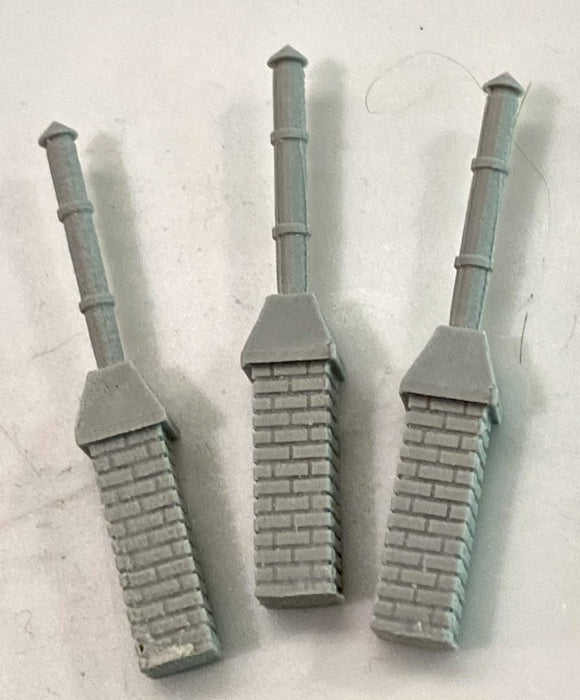 Bar Mills Scale Model Works 2036 HO Scale Brick Chimney with Tall Smokestack 1-13/16" (3 Pack Unpainted Resin)