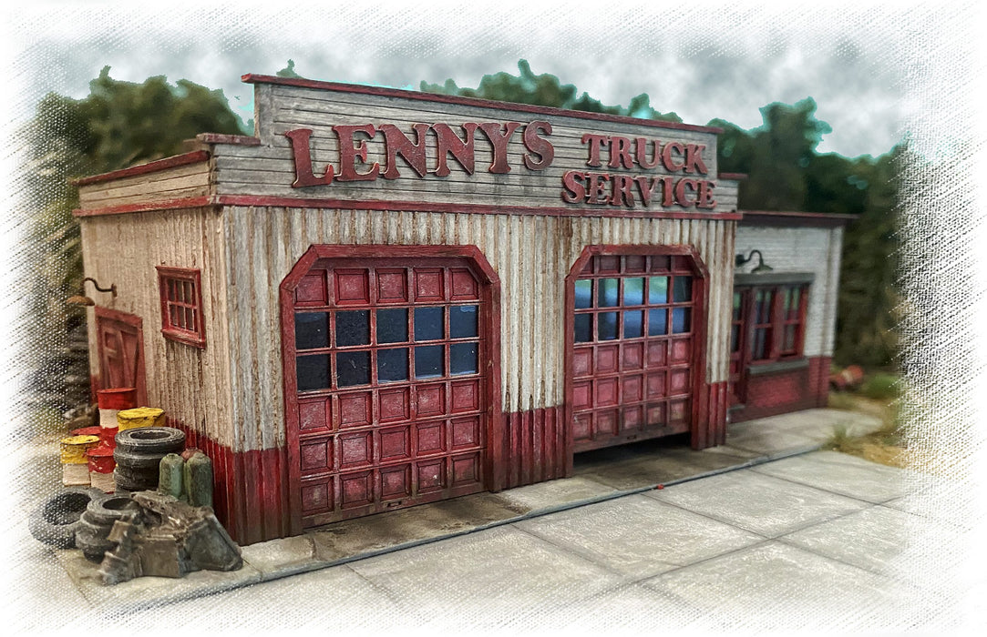 Bar Mills Scale Model Works 382 HO Scale Lenny's Truck Service Garage Craftsman Kit