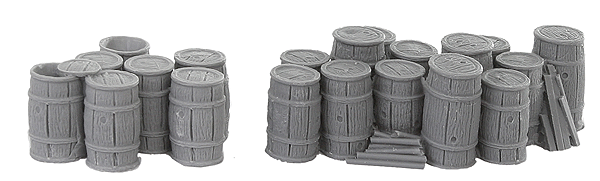 Bar Mills Scale Model Works 4009 O Scale 2 Clusters of Kegs (Unpainted Resin)