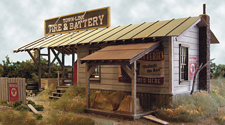 Bar Mills Scale Model Works 604 O Scale Town Line Tire & Battery Craftsman Kit
