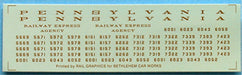 Bethlehem Car Works 214 HO Scale Pennsylvania Baggage Car Bronze Decals