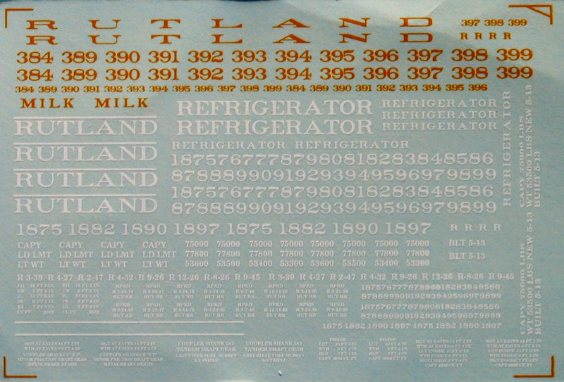 Bethlehem Car Works 852 HO Scale Rutland Refrigerator Dulux Gold Decals