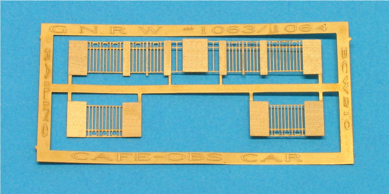 Bethlehem Car Works KitBits 505 HO Scale Brass GN Cafe Obs End Railings
