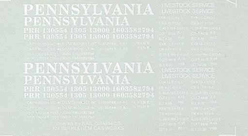 Bethlehem Car Works KitBits SP-2 HO Scale Pennsylvania K9/K11 Stock Car Decals