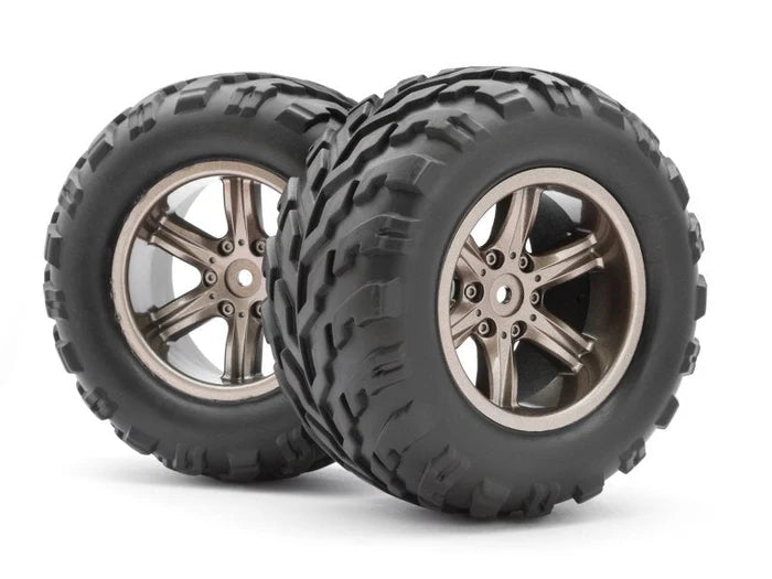BlackZon 540077 Assembled Wheel/Tire (Dark Grey) for Warrior