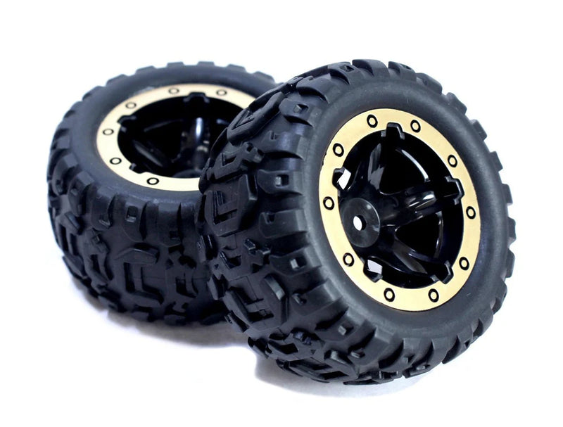 BlackZon 540087 Slyder MT Wheels/Tires Assembled (Black / Gold)