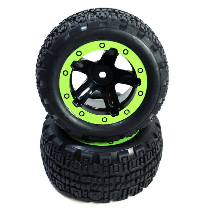 BlackZon 540094 Turbo Slyder & Slyder ST Wheels/Tires Assembled (Black/Green)