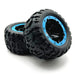 BlackZon 540108 Turbo Slyder & Slyder MT Black Wheels and Tires Assembled, Blue Beadlock Ring