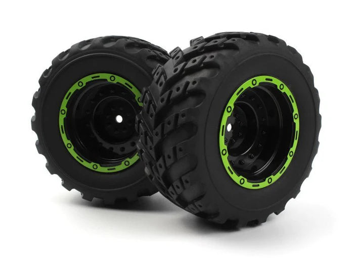 BlackZon 540181 Wheels and Tires (Black/Green) for Smyter MT