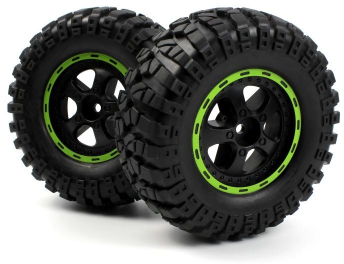 BlackZon 540183 Smyter Desert Wheels/Tires Assembled (Black/Green)