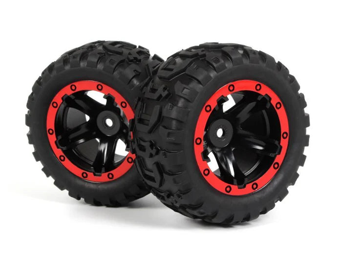 BlackZon 540194 Slyder MT Wheels/Tires Assembled (Black/Red) for Smyter MT