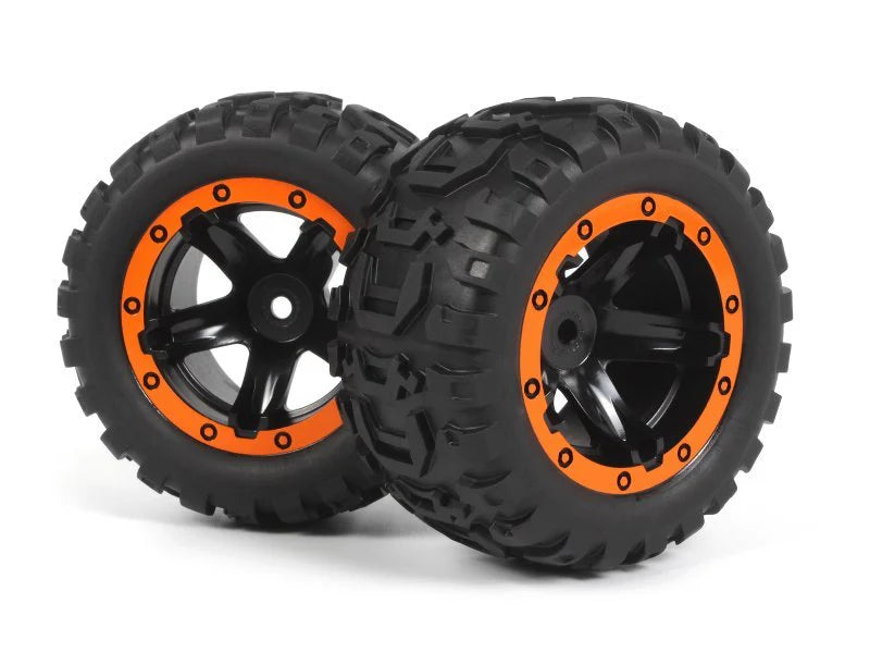 BlackZon 540195 Slyder MT Wheels/Tires Assembled (Black/Orange) for Smyter MT