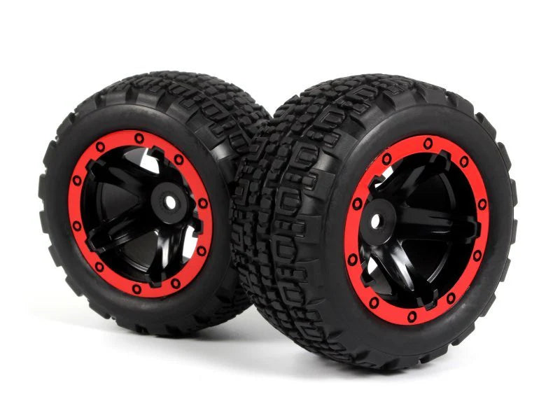 BlackZon 540196 Slyder ST Wheels/Tires Assembled (Black/Red) for Smyter ST
