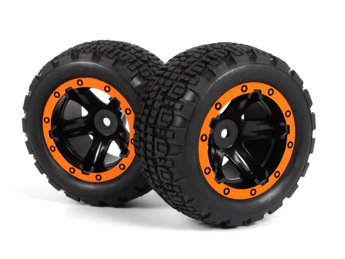 BlackZon 540197 Slyder ST Wheels/Tires Assembled (Black/Orange) for Smyter ST