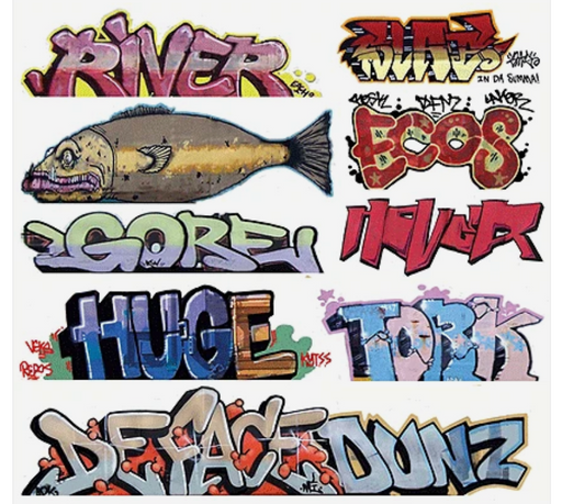 Blair Line 1256 N Scale Modern "Tagger" Graffiti Decals Set #7