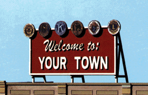 Blair Line 2528 HO Scale Laser-Cut Wood Billboard Kit - Welcome to Your Town 3.50 x 2.10"