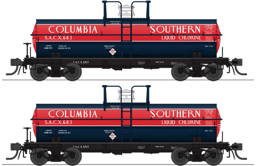 BLI 10350 HO Scale 6000 Gallon Tank Car Columbia Southern SACX Blue & Red Scheme 2 Pack