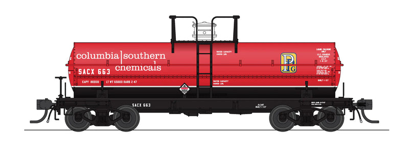 BLI 10351 HO Scale 6000 Gallon Tank Car Columbia Southern SACX Red with PPG Logo 2 Pack