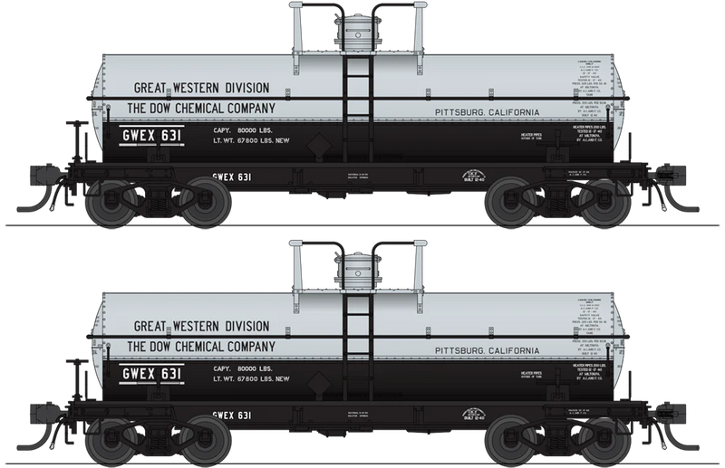 BLI 10352 HO Scale 6000 Gallon Tank Car Dow Chemical GWEX 2 Pack