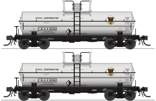 BLI 10354 HO Scale 6000 Gallon Tank Car Ethyl Corporation EBAX Light Gray 2 Pack