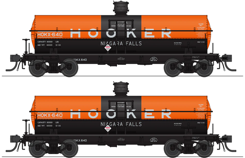 BLI 10356 HO Scale 6000 Gallon Tank Car Hooker Chemical HOKX As-Delivered 2 Pack