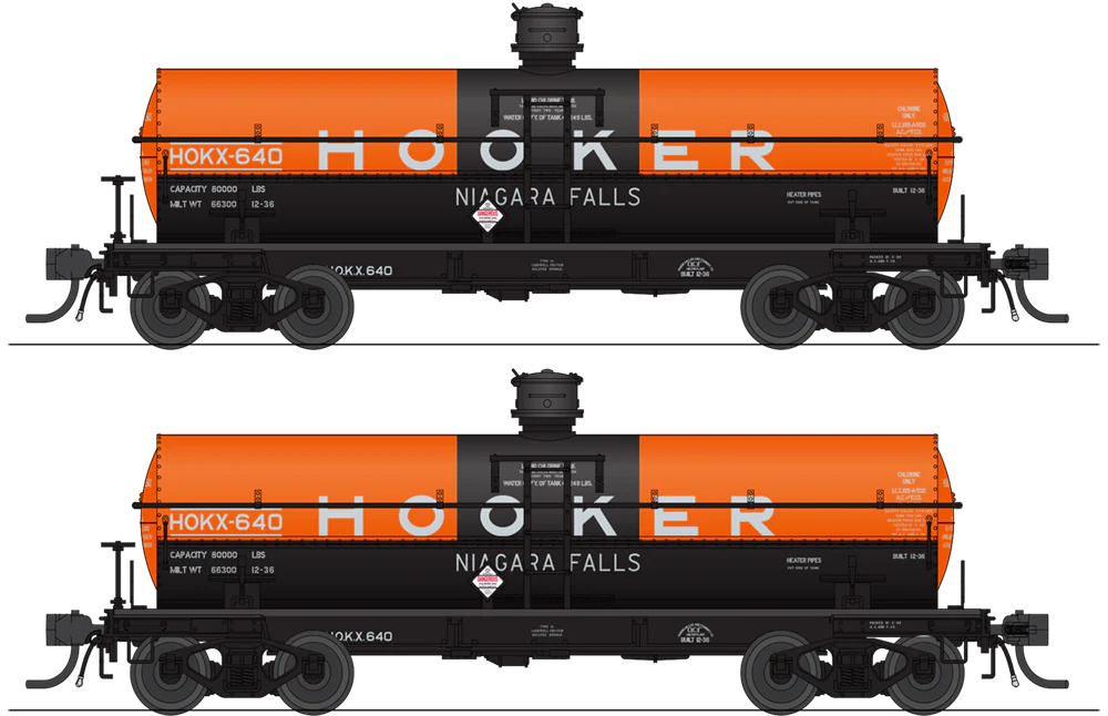BLI 10356 HO Scale 6000 Gallon Tank Car Hooker Chemical HOKX As-Delivered 2 Pack