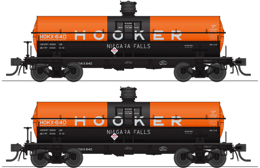 BLI 10356 HO Scale 6000 Gallon Tank Car Hooker Chemical HOKX As-Delivered 2 Pack