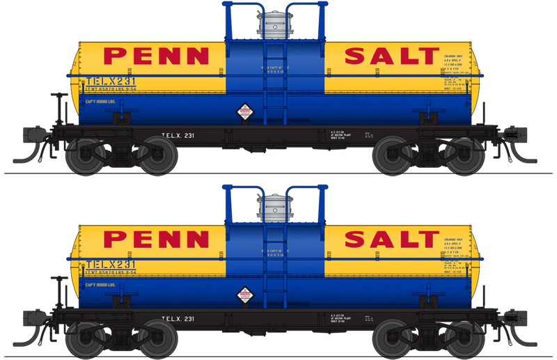 BLI 10358 HO Scale 6000 Gallon Tank Car Penn Salt TELX 2 Pack