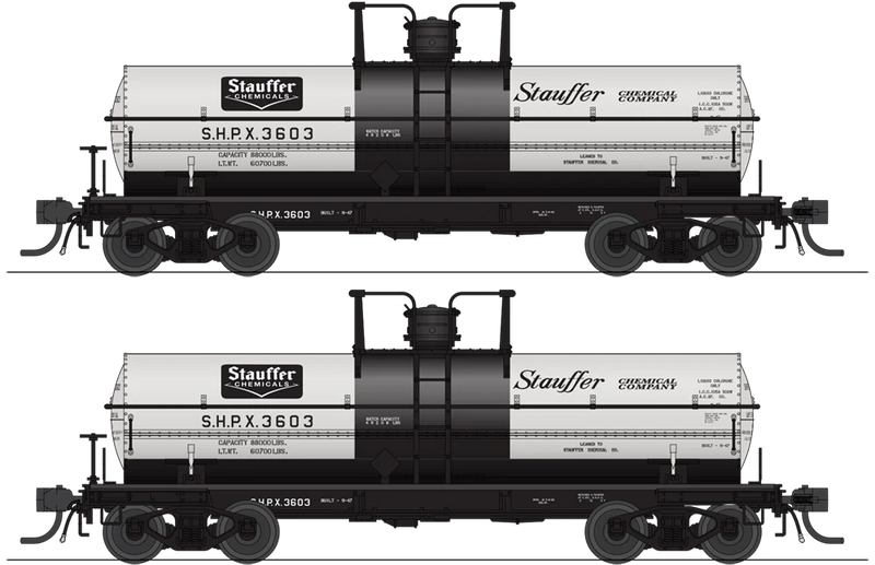 BLI 10359 HO Scale 6000 Gallon Tank Car Stauffer Chemical SHPX 2 Pack