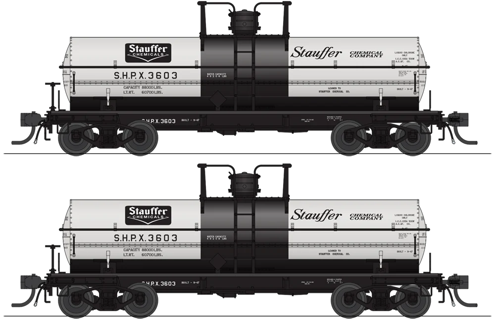 BLI 10359 HO Scale 6000 Gallon Tank Car Stauffer Chemical SHPX 2 Pack