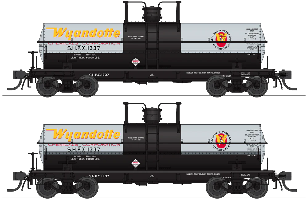 BLI 10362 HO Scale 6000 Gallon Tank Car Wyandotte Chemical SHPX 2 Pack