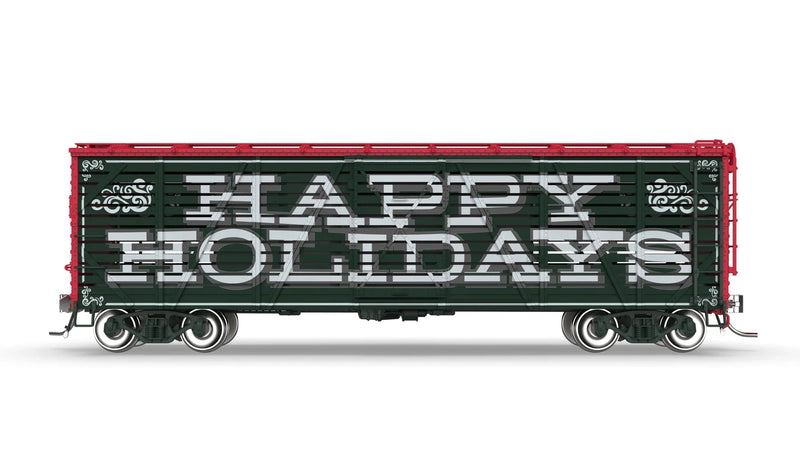 BLI 10712 HO Scale 40' Wood Stock Car "Happy Holidays" with Reindeer Sounds
