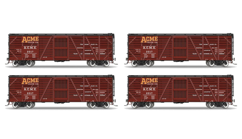 BLI 10728 HO Scale 40' Wood Stock Car ACME Glue Factory 4-Pack No-Sound