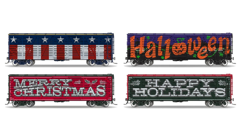 BLI 10729 HO Scale 40' Wood Stock Car Holidays 4-Pack No-Sound