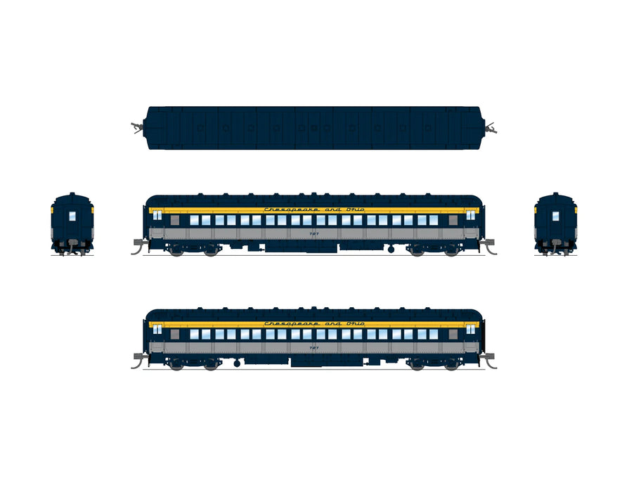 BLI 10760 N Scale Heavyweight 5-Car Passenger Set Chesapeake & Ohio C&O Tri-Color Scheme